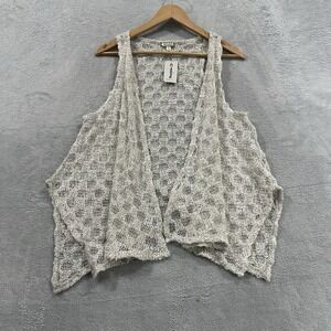 Eyeshadow Buckle Open Front Cardigan Top Women S Gray Hip Wool Blend Boho NWT
